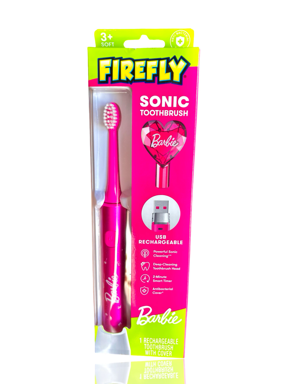 Firefly Sonic Barbie Toothbrush with USB Charging and Antibacterial Cover